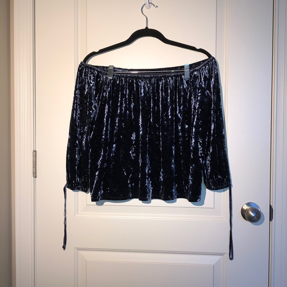 velvet off the shoulder long sleeve